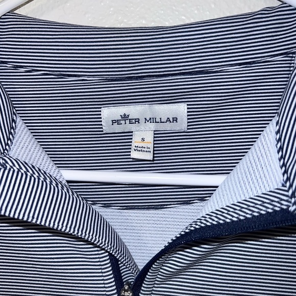 Peter Millar Navy and White Striped Zip-Up Sweater - Picture 2 of 7